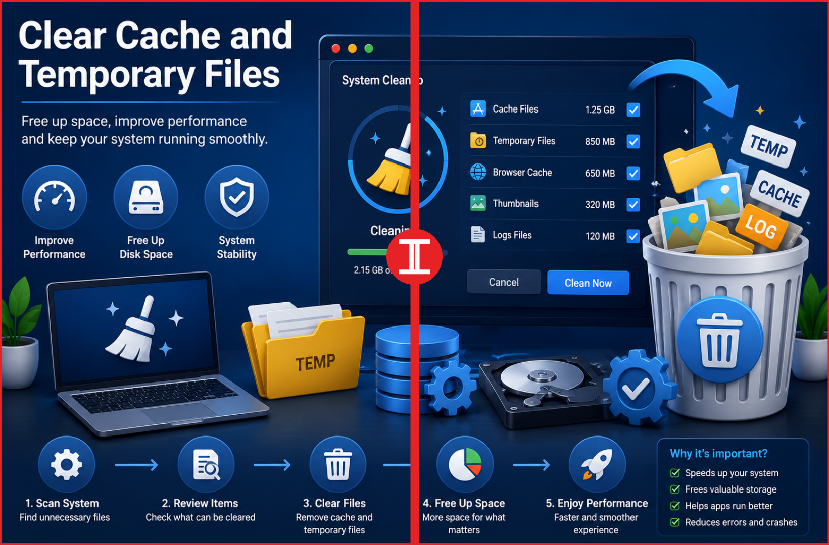 Clear Cache and Temporary Files